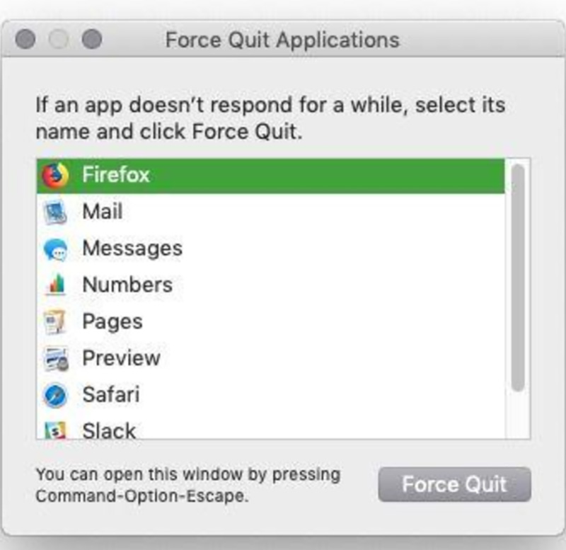 what is command for force quit on mac